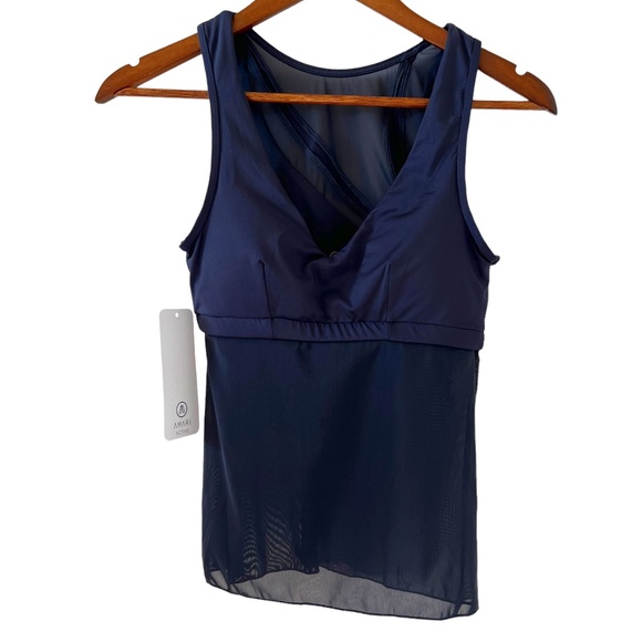 AMARI Active NEW Tidal Mesh Bra Tank Top In Midnight Navy Size S - Picture 1 of 14